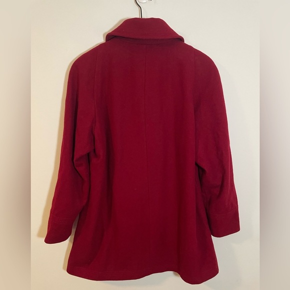 Vintage Forecaster of Boston Deep Red Burgundy Wool Blend Pea Coat Womens Size 8 - Picture 4 of 9